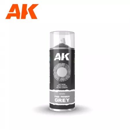 Ak Interactive - Fine Primer Grey - Spray 400Ml (Includes 2 Nozzles)