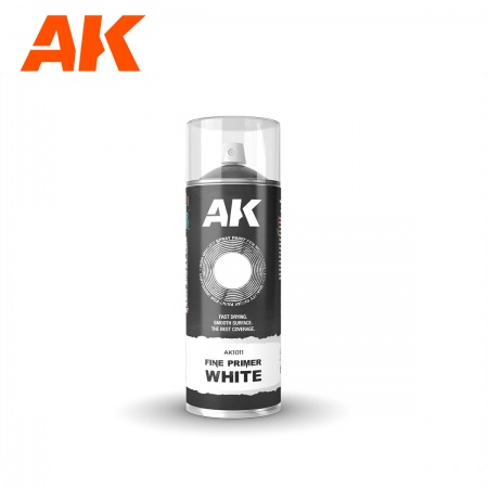 Ak Interactive - Fine Primer White - Spray 400Ml (Includes 2 Nozzles)