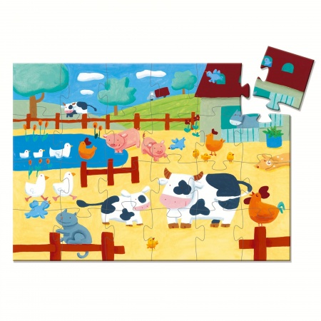 PUZZLE SILHOUETTE - Les Vaches à la ferme - 24 pièces - Djeco