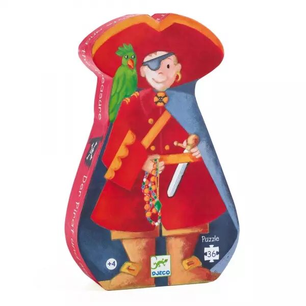PUZZLE SILHOUETTE - Le pirate et son tr�sor - 36 pi�ces - Djeco