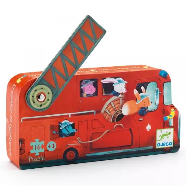 PUZZLE SILHOUETTE - Le camion de pompier - 16 pi�ces - Djeco