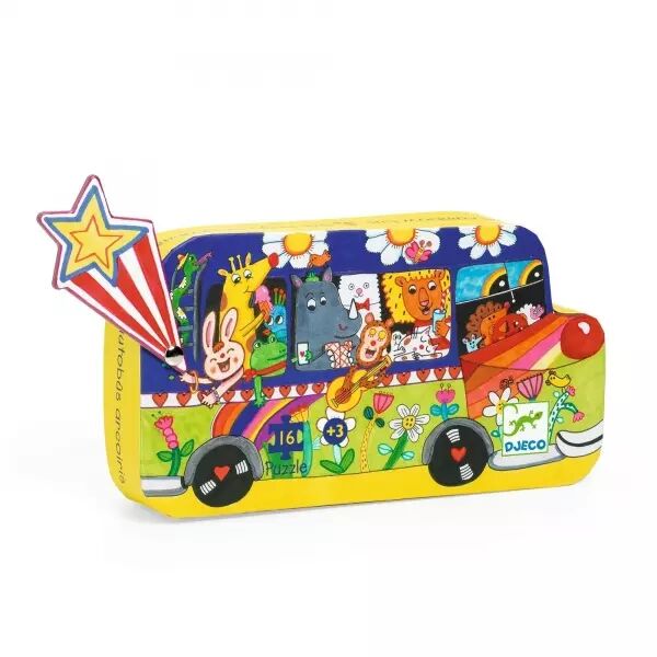 PUZZLE SILHOUETTE - Le bus arc-en-ciel - 16 pi�ces - Djeco