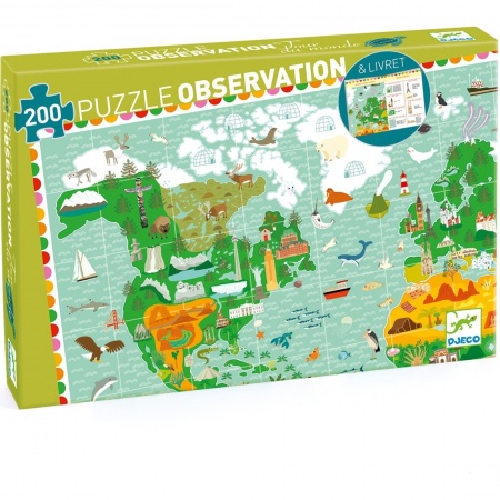 PUZZLE OBSERVATION - Tour du monde - 200 pièces  + livret - Djeco