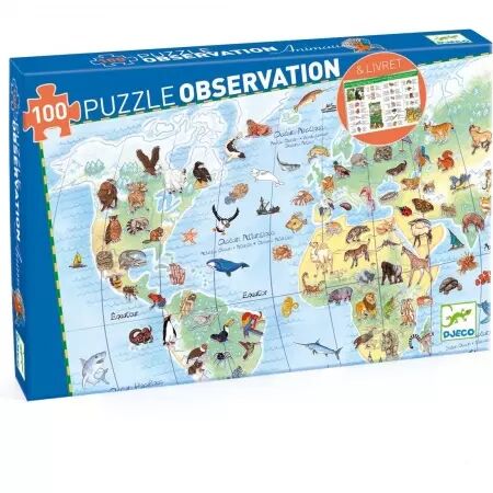 PUZZLE OBSERVATION - Les animaux du monde 100 pièces + livret - Djeco