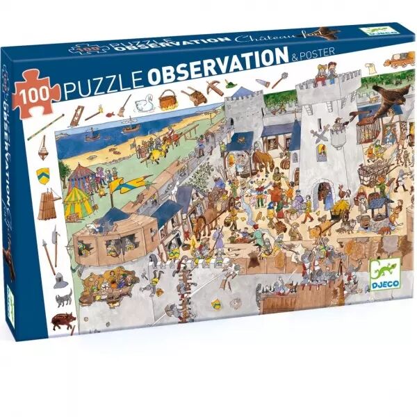 PUZZLE OBSERVATION - Le ch�teau fort - 100 pi�ces  - Djeco