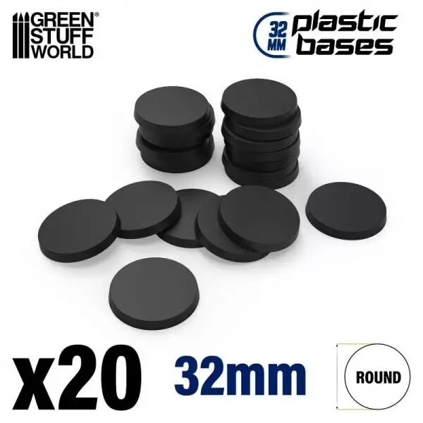 Socles Plastiques ROND 32mm Noir - Green Stuff World