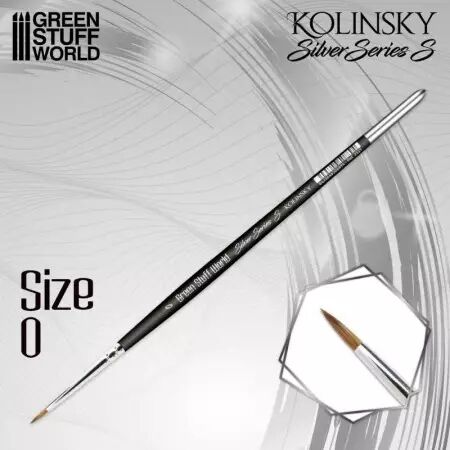 Pinceau Kolinsky Taille 0 - SILVER SERIE (S-type) - Green Stuff World