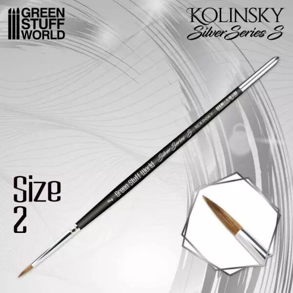 Pinceau Kolinsky Taille 2 - SILVER SERIE (S-type) - Green Stuff World
