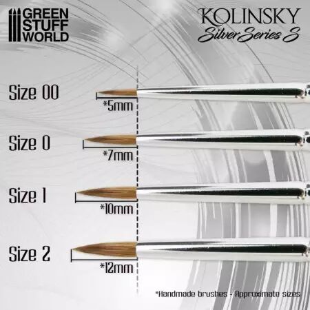 Set de 4 Pinceaux Kolinsky (Serie-S) - Silver Series - Green Stuff World