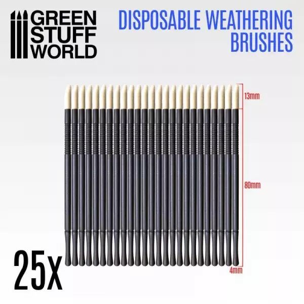 25x Pinceaux Weathering Jetables - Green Stuff World
