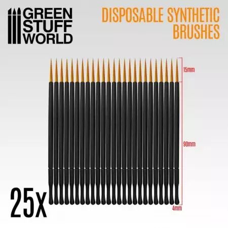 25x Pinceaux Synthétiques Jetables - Green Stuff World