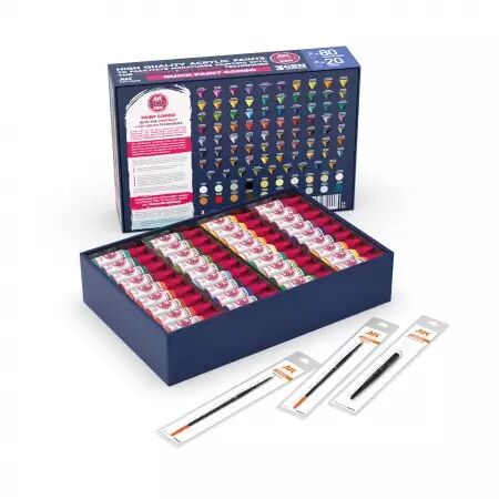 AK Interactive - Gamme Quick Gen - Quick Paint Combo Set 100 Colors (80 Quick Gen+20 Acrylic 3Gen+3 Brushes)
