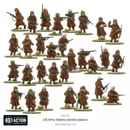 US Army Infantry (Winter) Platoon - Peloton d'infanterie américaine hivernale - Bolt Action - Warlord Games