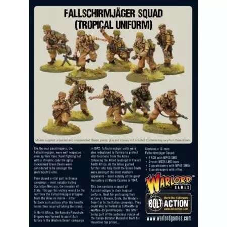 Fallschirmjäger Squad (Tropical Uniform) - Escouade de parachutistes allemands en uniforme tropical - Bolt Action - Warlord Game