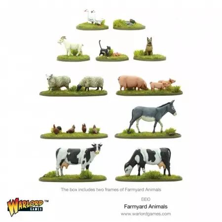 Farmyard Animals - Animaux de ferme pour décor de jeu - Bolt Action - Warlord Games