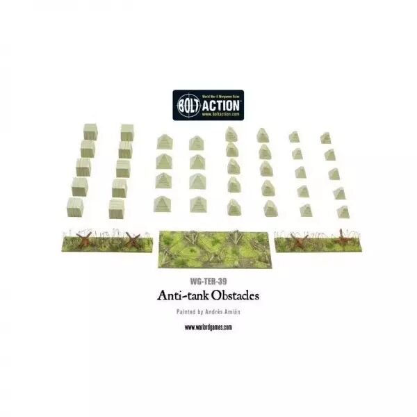 Anti-Tank Obstacles Plastic Box Set - Obstacles antichars en plastique pour d�cors de jeu - Bolt Action - Warlord Games