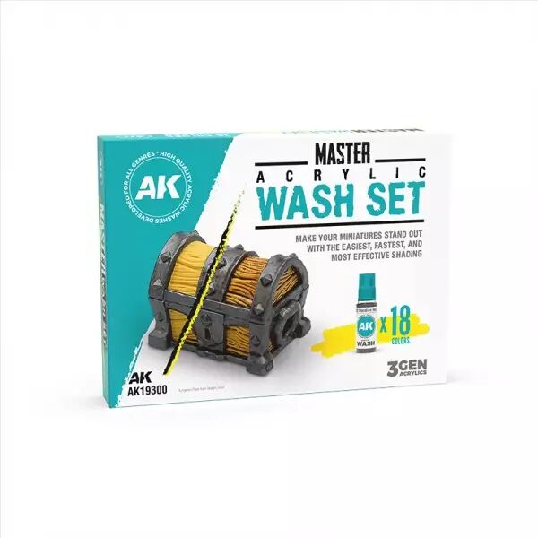 Set Complet Acrylic Washes 18 couleurs (Master Acrylic Wash Set) - Acrylic Washes 2025 - AK Interactive