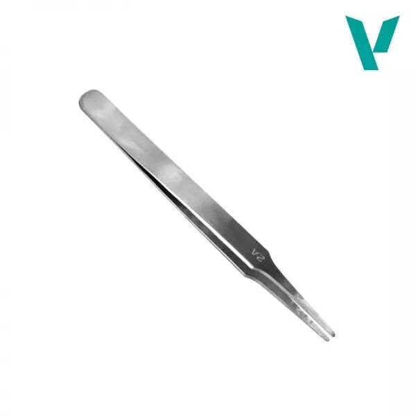 Flat Rounded Stainless Steel Tweezers (120 mm) - Outillage - Vallejo