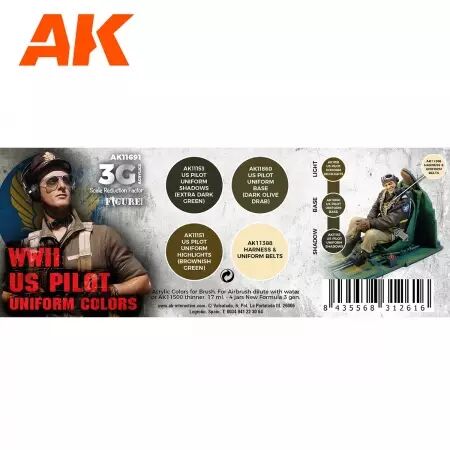 WW2 US Uniform Colors 3G  - 3rd Gen Set - AK Interactive