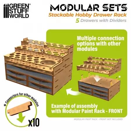 Module de rangement &agrave; tiroirs empilable avec 5 tiroirs horizontaux et s&eacute;parateurs - Green Stuff World
