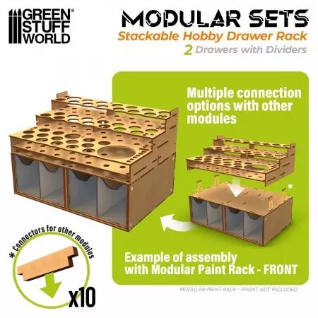 Module de rangement &agrave; tiroirs empilable avec 4 tiroirs verticaux - Green Stuff World