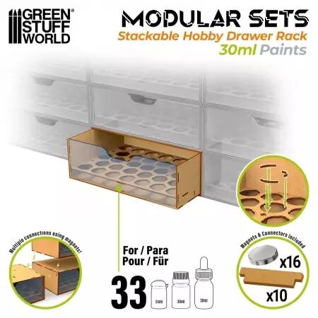 Module de rangement pour peintures 30 ml empilable et aimant&eacute; - Green Stuff World