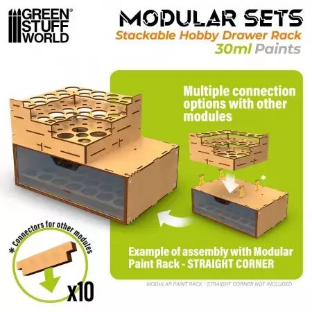 Module de rangement pour peintures 30 ml empilable et aimant&eacute; - Green Stuff World