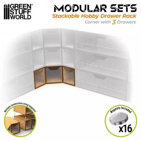 Module d'angle de rangement empilable avec 3 tiroirs - Green Stuff World