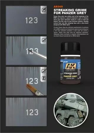 Streaking Grime For Panzer Grey Vehicles - Enamel Product - Ak Interactive