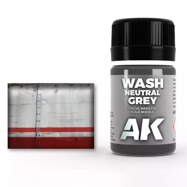 Neutral Grey For White Black Wash - Enamel Product - Ak Interactive