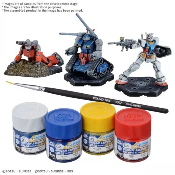 Gundam Assemble - Paint Pack 01 (3 Figurines + Peintures) (Anglais) - Bandai Hobby