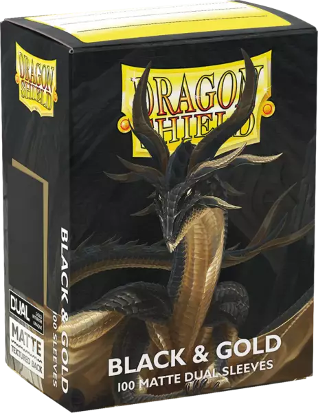 100 Dragon Shield Standard sleeves : Matte Black & Gold