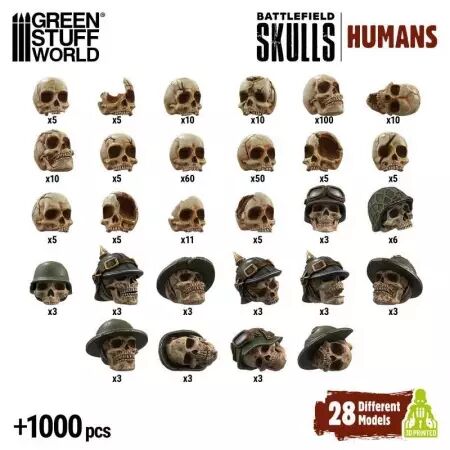 1000x Cr&acirc;nes Humains en r&eacute;sine 1:48-1:35 - Green Stuff World
