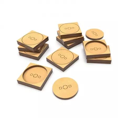Adaptateur de socles MDF - Rond 28.5mm &agrave; Carr&eacute; 30x30mm (pack de 10)  - Green Stuff World