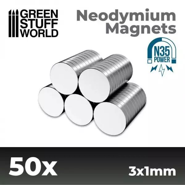 Aimants N�odymes 3x1mm - 50 units (N35) - Green Stuff World