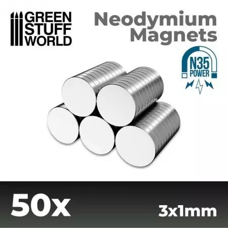 Aimants Néodymes 3x1mm - 50 units (N35) - Green Stuff World