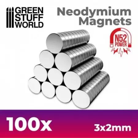 Aimants Néodymes 3x2mm - 100 units (N35) - Green Stuff World
