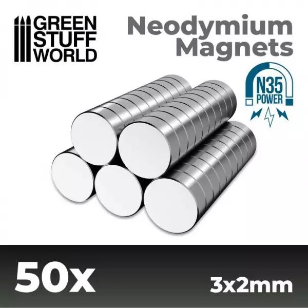 Aimants N�odymes 3x2mm - 50 units (N35) - Green Stuff World