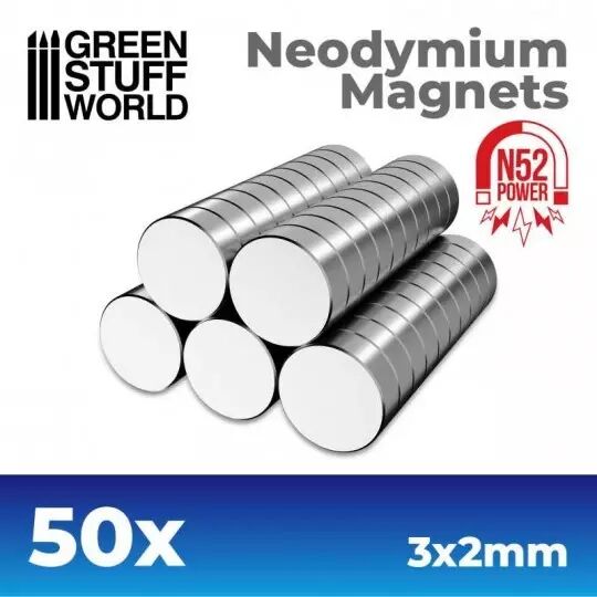 Aimants N�odymes 3x2mm - 50 units (N52) - Green Stuff World