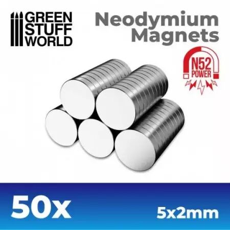 Aimants Néodymes 5x2mm - 50 units (N52) - Green Stuff World