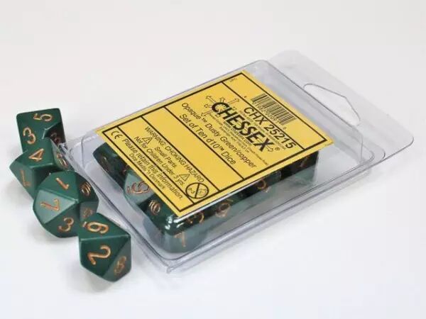 CHESSEX - Set de 10 d�s 10 - OPAQUE (plusieurs coloris)