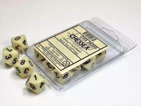 CHESSEX - Set de 10 d&eacute;s 10 - OPAQUE (plusieurs coloris)