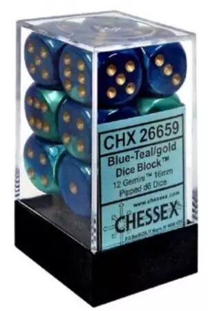 CHESSEX - Set de 12 dés 6 - GEMINI - Plusieurs coloris