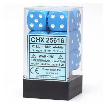 CHESSEX - Set de 12 dés 6 - OPAQUE - Plusieurs coloris