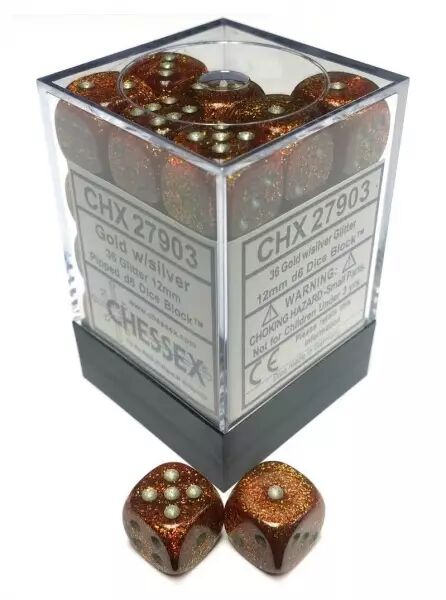 CHESSEX - Set de 36 d�s 6 - GLITTER - Plusieurs coloris