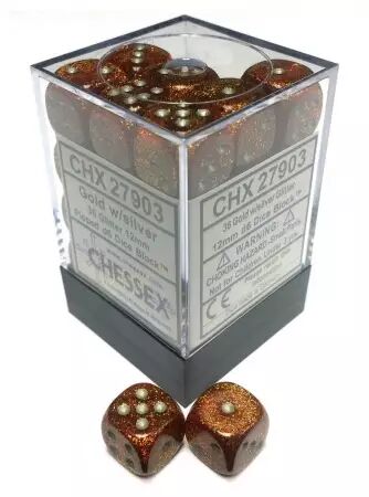 CHESSEX - Set de 36 dés 6 - GLITTER - Plusieurs coloris
