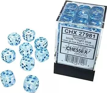 CHESSEX - Set de 36 dés 6 - LUMINARY - Plusieurs coloris
