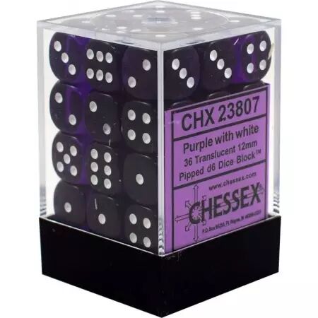 CHESSEX - Set de 36 dés 6 - TRANSPARENT - Plusieurs Coloris