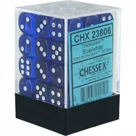 CHESSEX - Set de 36 dés 6 - TRANSPARENT - Plusieurs Coloris