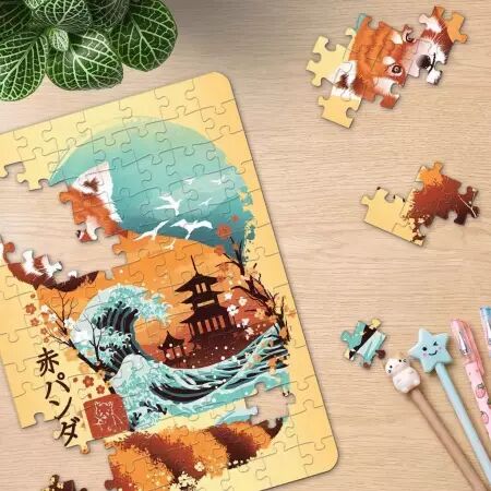 Coffret 3 mini puzzles 100 pi&egrave;ces - Chat, panda roux et dragon Ukyio-E - Ravensburger